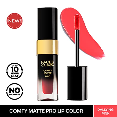Image of FACESCANADA Comfy Matte Pro Liquid Lipstick - Dallying Pink 12, 5.5 ml | 10HR Longstay | Intense Color | Macadamia Oil & Olive Butter Infused | Lightweight Super Smooth | No Dryness | No Alcohol