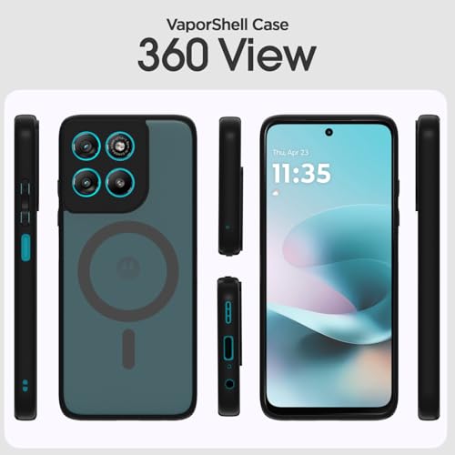 Image of Amazon Basics Back Cover for Motorola Moto G67 Power 5G / G57 Power 5G Compatible with Mag-Safe Smoke Back | Shockproof Design | Hard Transparent Back Case (Black Smoke Mag-Safe)