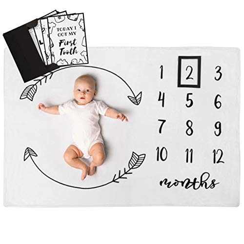 Image of Henry Hunter Large Baby Age Blanket with Frame & Memory Cards | Photography Prop for Baby Boy & Girl Cotton Fleece | 40 x 50 inches (Large, Arrows)