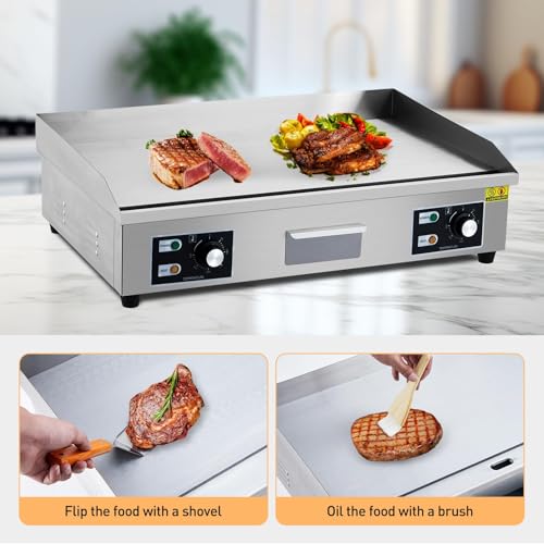 Image of Garvee 29 In Commercial Electric Griddle, Flat Top Grill Countertop Griddle | 3000W 110V Non-Stick Stainless Steel Teppanyaki Grill for Restaurant Kitchen Outdoor BBQ