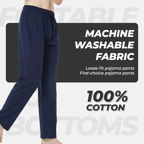 Image of U2SKIIN 2 Pack Men Cotton Pajama Pants Soft Lightweight Pj Bottoms | Lounge Pant with Pockets and Button Fly, Breathable Sleep Pants, Year-Round Comfort, Classic Fit