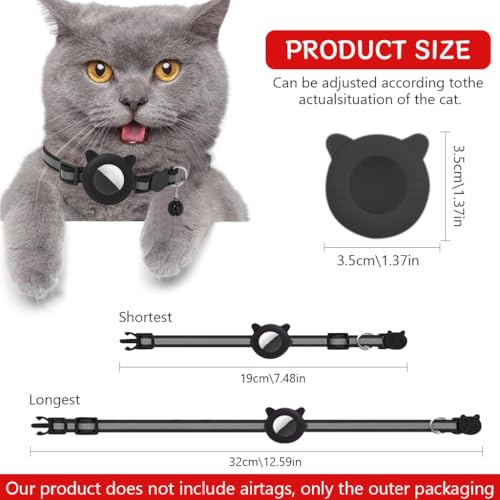 Image of Qpets Cat Collar with Bell, Reflective Safety Collar with AirTag Holder