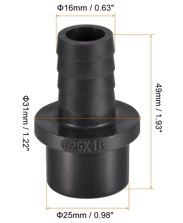 TA-VIGOR PVC Pipe Fitting, 16mm Barb x 25mm Spigot Straight Tube Adapter, Hose Barb Connector Quick for Water Hose Irrigation - Image 2