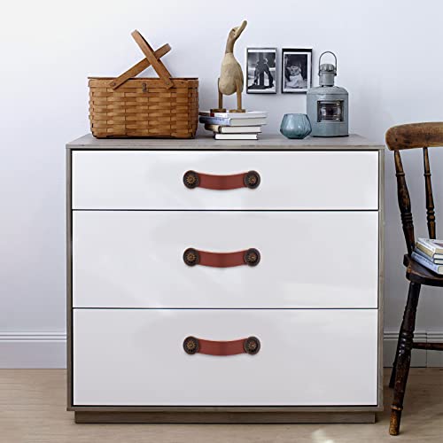 10 Pezzi Pomello in Pelle Maniglia in Pelle