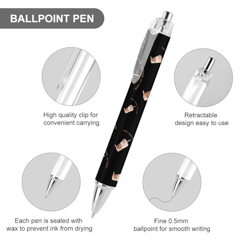Bolígrafo retráctil negro de punta fina 0.5mm de secado rápido, pack de 4 3