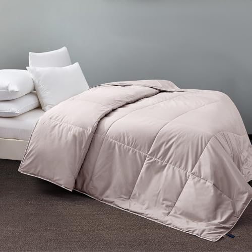 THXSILK Silk Comforter Quilt for Summer, 100% Silk Filling, Silk Duvet, Washable Breathable, Ultra Soft (Twin, Khaki Grey)
