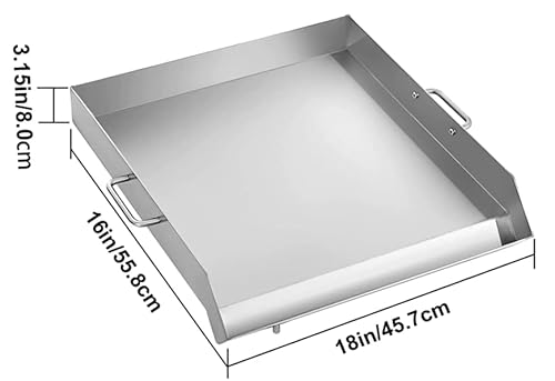 Vevor Stainless Steel Griddle,18" X 16" Universal Flat Top Rectangular Plate, Bbq Charcoal/Gas Grill With 2 Handles And Grease Groove With Hole，Grills For Camping, Tailgating And Parties - 8