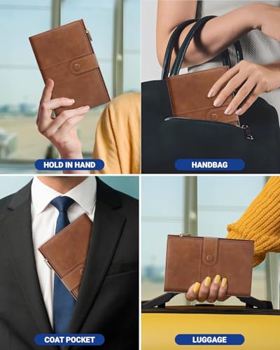 Image of FEDUS Premium Passport Holder for Men, Passport Holder for Women Passport Cover Case Wallet with Card Holder, RFID Protected Travel Accessories Organiser, Faux Leather