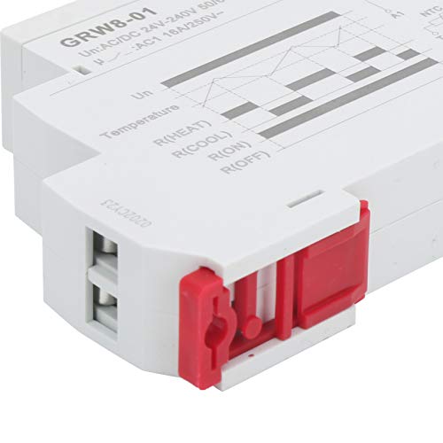 BuyWeek Temperaturregelrelais, AC/DC 24 V-240 V Temperaturregler Relais 35mm Schieneninstallation Thermostat Relais mit Sonde, LED Anzeige Hoher/Niedriger Temperaturüberwachung (GRW8-01)