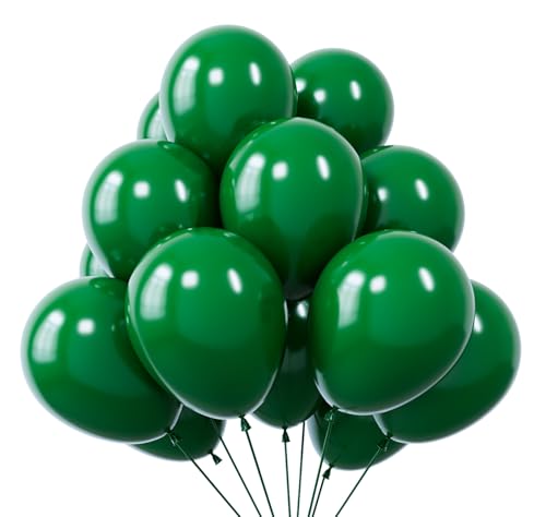 Image of KBZVNAF Dark Green Latex Party Balloons - 50 Pack 12 inch Green Helium Balloons for Baby Shower Birthday Summer Jungle Theme Party Decorations | Green Helium Balloons for Baby Shower Birthday Summer Jungle Theme Party Decorations