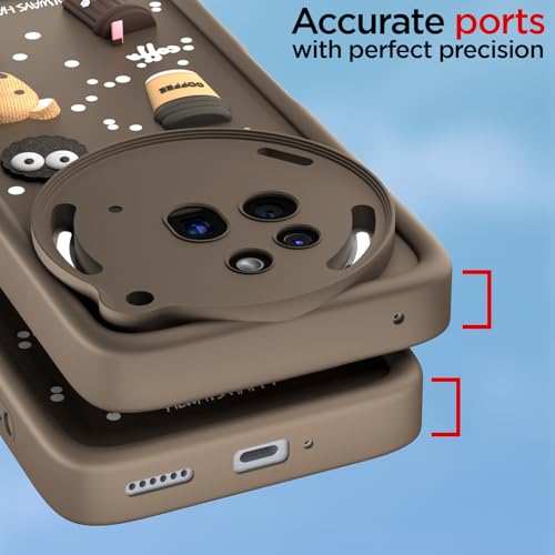 Image of Pikkme Back Cover for Nothing Phone 3a Pro 5G | 3D Cartoon Silicone Case Cute & Fun Full Protective Bumper Cover (Brown)