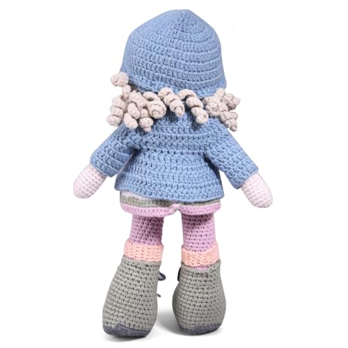 Image of Bonfino Handmade Crochet Doll for Babies & Kids, Soft Knitted Cotton Baby Doll, Cute Cuddly Toy for Playtime Sleep & Gifting, 25 cm, BIS Certified (Miss Zelo)