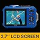 KODAK Pixpro Pack WPZ2 + 2 Batterien + 1 SD-Karte - Digitalkamera Kompakt 16M Pixel, Wasserdicht bis 15m, Stoßfest, Video 720p, LCD-Bildschirm 2,7 - Li-Ionen-Akku - Blau