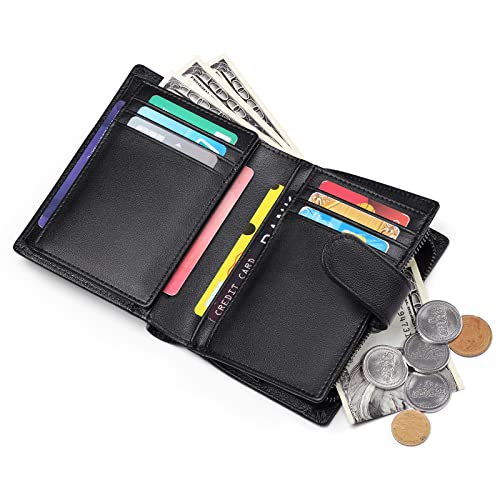 SENDEFN Men's Wallet Genuine Leather Bifold RFID Blocking Wallets for Men Credit Card Holder with Coin Pocket3