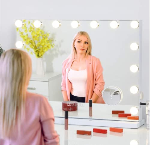 The Dark Diamond LED Hollywood Vanity Mirror with 15 Removable Bulbs with Bluetooth Speaker Mirror Size 80X65CM - 31.5"X26.5"
