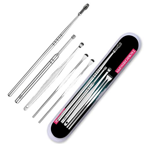 5 Pcs Ear Pick Earwax Removal Kit, Xixou Ear Cleansing Tool Set, Ear Curette Ear Wax Remover Tool with Storage Box