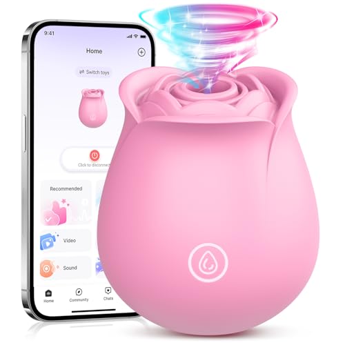 Gasevimo Rose Sex Toy Vibrator for Women APP Control Rose Adult Toys with 9 Sucking & Vibrating Modes Waterproof Sex Toys Sucker Clit Nipple Stimulator for Couples & Solo Nipple Clamps
