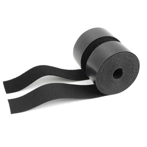 Hook and Loop Tape 15Ft x 2Inch Heavy Duty Double-Sided Adhesive Strips Strong Sticky Back Fastener Roll Cuttable Interlocking Tape Fasteners for Home Office Car School & DIY Crafts Black