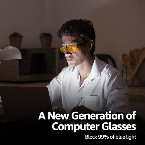 Image of TJUTR Clip On Blue Light Blocking Glasses for Big Prescription Glasses, Anti Eyestrain, Ideal for Computer Gaming TV