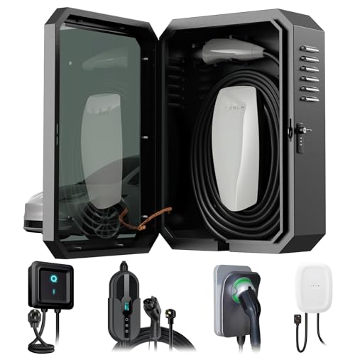 YONZEE Wall-Mounted EV Charger Protection Box Weatherproof Charging Station Cover Case for Electric Vehicle Home Chargers Compatible with Tesla Standard Most EV Chargers