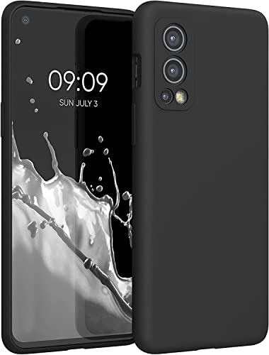 Image of DIZORO Liquid Silicone Case with Microfiber Coushioning Compatible for OnePlus Nord 2 Shockproof Slim Back Cover, Gel Rubber Full Body Protection - Black