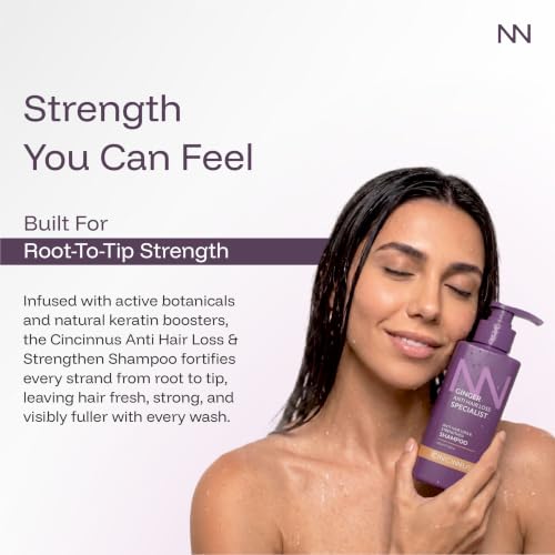 Image of Cincinnus Ginger Anti Hair Loss & Strengthening Shampoo with Camellia & Keratin | Reduces Hair Fall, Strengthens Roots | Daily Care for Weak, Thinning Hair | Growth Support 300ml