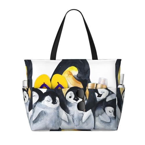 Sac fourre-tout manchots empereurs grand format à bandoulière
