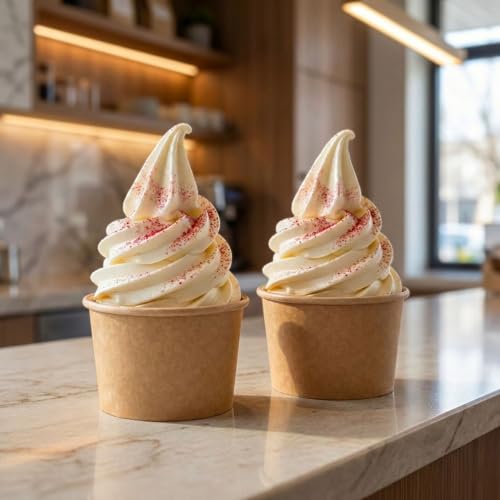 Image of Coppetta 4 Ounce Dessert Cups, 50 Disposable Ice Cream Cups - Lids Sold Separately, Heavy-Duty, Kraft Paper Frozen Yogurt Bowls, For Hot And Cold Foods, Perfect For Gelato Or Mousse - Restaurantware