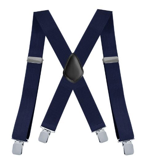 Shengxi Hosenträger Herren, 3,5 cm Herren Strumpfhalter Hosenträger Herren Breit Hosenträger Einstellbar Elastisch mit 4 Sehr Starken Metall Clips für Männer und Damen Hemden Jeans Shorts (Navy Blau)