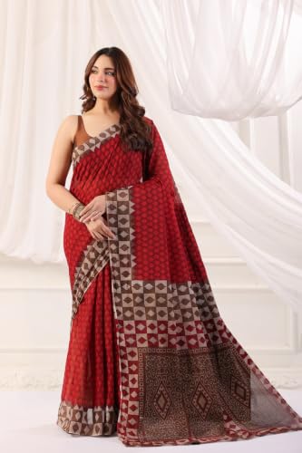 Image of TAMAIRA FASHION Mulmul Pure Cotton Saree For Woman |Office Wear Daily Wear Sarees For Women Without Blouse Piece(Available in 15 Colours)