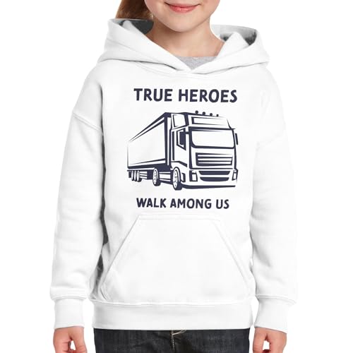 Sweat à Capuche Enfant Premium Les Vrais Héros au Design Camionneur - 3