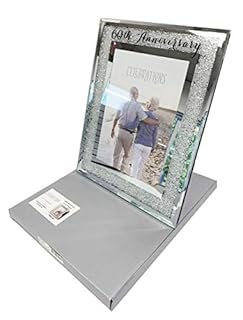 60th Wedding Anniversary Photo Frame Diamond Mirror Glass Crystal Diamante Gift