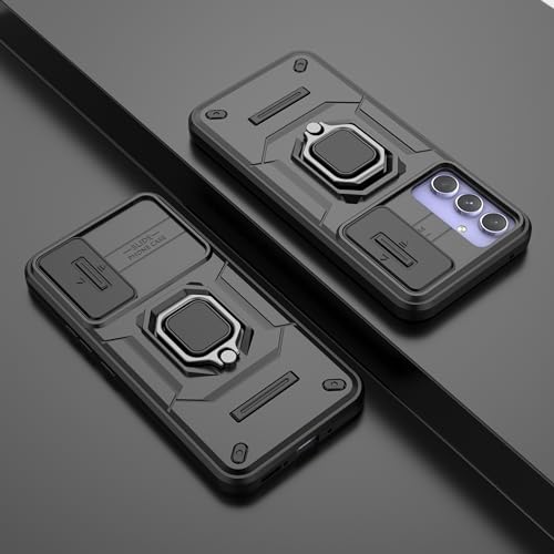Image of Polycarbonate Camshield Pro Case With Slide Camera Protection And 360 Protection Ring Stand Bumper Back Case Cover For Samsung Galaxy A54 5G (Black)