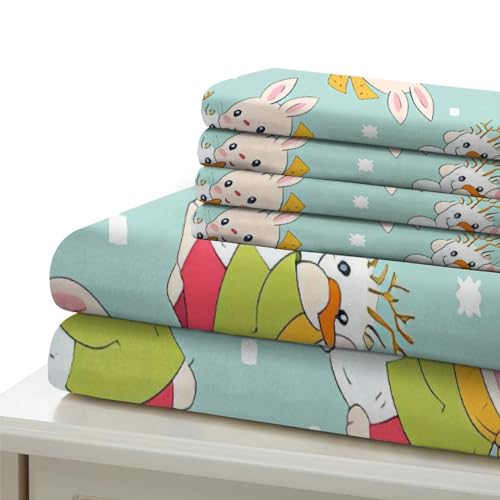 Housse de couette imprimé flocons de neige microfibre toucher doux lit simple - 7