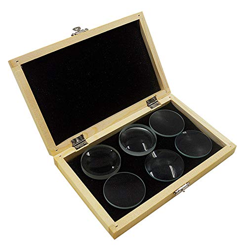 LUCKFY Prima de Vidrio óptico Doble cóncavo y Convexo Sistema de Lente, de 50 mm de diámetro, Ideal para aulas de Física, 6 Juego de Piezas Cover