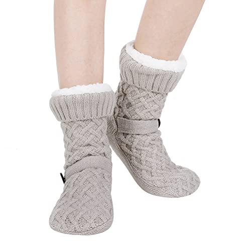 Image of Chassic Sherpa Lined Slipper Socks for Women, Non-Slip Cozy Winter House Socks, Soft Fuzzy Socks, Christmas Gifts for Women & Ladies Stocking Stuffers