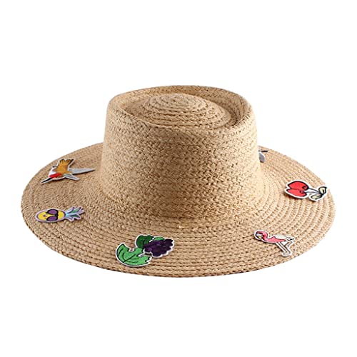 Chapeau pare-soleil femme grand bord écran solaire anti-UV broderie d'été