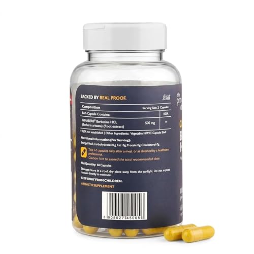 Image of Clean Label Berberine HCl 97% Pack of 3 | C-14 Tested Natural Origin | Studied Strength Berberine Supplements 1000mg - Support Blood Sugar, Lower Cholesterol, PCOS supplements - 180 Capsules