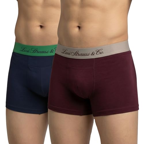 Image of Levi's Cotton Elite Trunk | Premium Men's Trunk Underwear | 4-Way Stretch | Outer Elastic Waistband | H-Pocket | Style 072 | Pack of 2