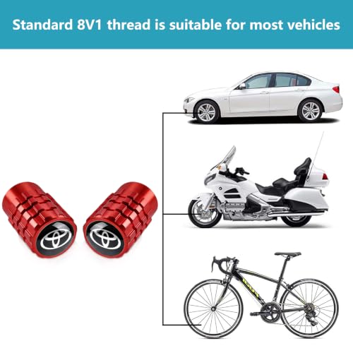 Image of Tire Valve Stem Caps for Toyota Series Metal Car Wheel Air caps Auto Valve Stem Caps Accessories 4 Pcs Red
