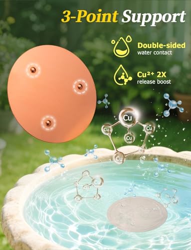 Image of Mellbree 2-Pack Bird Bath Copper Disc, 0.6mm Flower-Style Reinforced 99.99% Pure Copper Disk for Physical Safe Clean Water, Universal Compatible with Outdoor Birdbaths, Bowl (Flower)