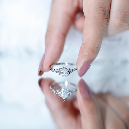 Certified 5X7mm Lab Grown Diamond Teardrop Engagement Ring, Ef-Vs Quality, Diamond Celtic Knot Ring - With Jewelry Box4