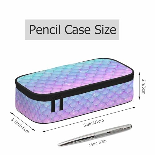 Image of Mermaid Scales Pencil Case Organizer Pink Blue Fish Scales Glitters Line Underwater Sea Stationery Box Makeup Box School Supply for Boy Girl Men Women