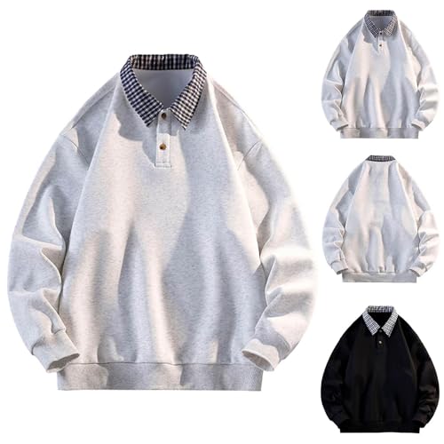 Pull col roulé homme coton contre le froid coupe ample grise - 2