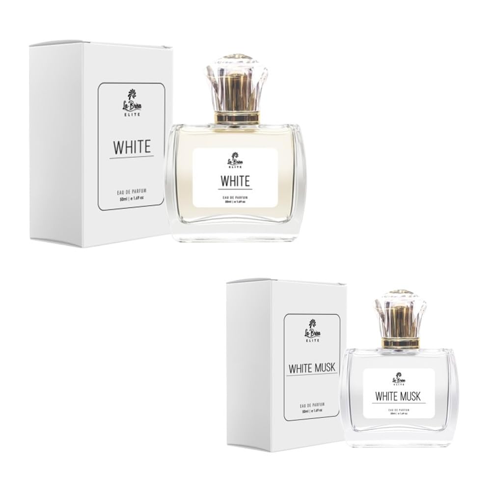 La Brisa (Elite) - White & White Musk | Long Lasting Unisex Perfume | Combo Pack | Floral, Musk, Amber, Woody Notes | Ideal For Everyday Use | Eau De Parfum, 50ml x 2pcs