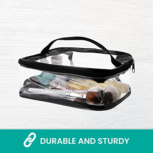 [Pack Of 2] Clear Travel Cosmetic Bag Makeup Pouch, Train Case Organizer With Top Handle Medium #TOP3
