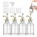 Shouxiut Dispensador de jarabe de vidrio, botella transparente de jarabe de café, botella transparente con etiquetas para salsa, ketchup, jabón de manos, cocina, restaurante, bar, club, postre, chefs