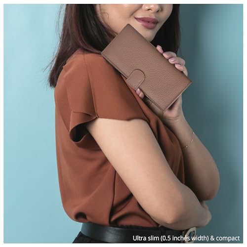 Image of Oak Leathers Checkbook Cover Slim Minimalist For Men with RFID Blocking Credit Card Holder Wallet (Nude)