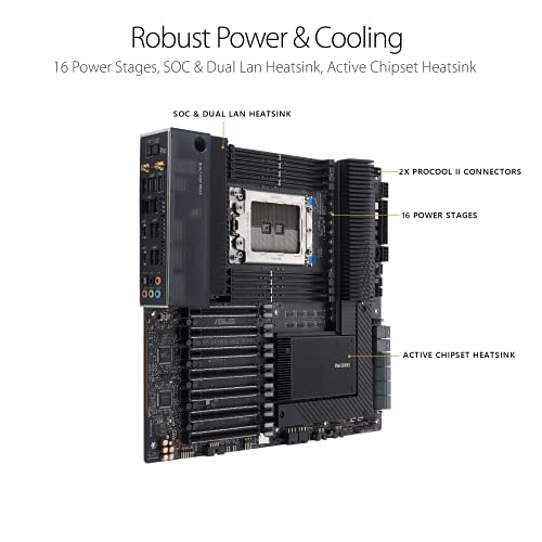 Image of ASUS Pro WS WRX80E-SAGE SE WIFI AMD Threadripper Pro EATX workstation motherboard (PCIe 4.0, ASMB9-iKVM, 2x10Gb LAN, 7xPCIe 4.0 X16 slots, 3xM.2,2xU.2 ports, 11 USB 3.2 Gen 2 ports,8-channel DDR4 ECC)