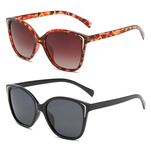 TYXHXTF 2 Pcs Lunettes de Soleil Femme Polarisées, Lunettes et Accessoires Femme, Sunglasses for Women, Lunette Solaire avec verres de protection UV 400 pour Conduire Voyager